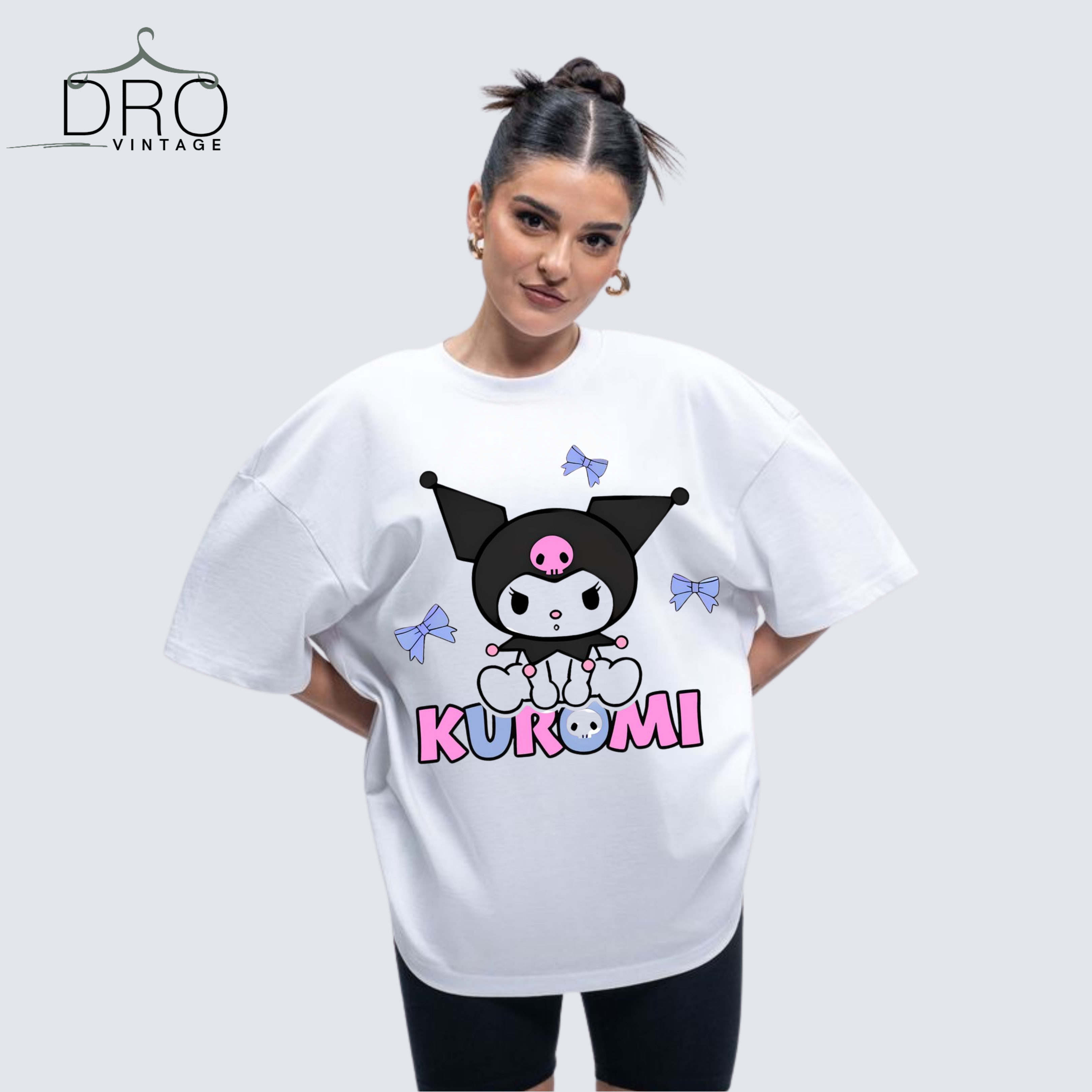 Kuromi Oversized T-Shirt – Kawaii Sanrio Graphic Tee for Anime Fans | DRO Vintage UAE